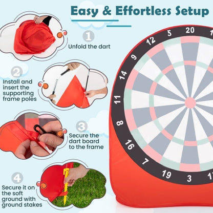 Lawn Games Large Dart Board with Kick Balls