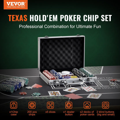 Poker Chip Set, 200-Piece Poker chips Set
