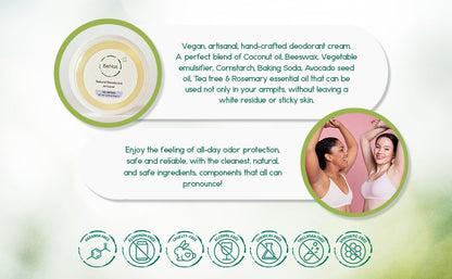 Natural Vegan Deodorant Cream - All-Day Freshness & Odor Protection