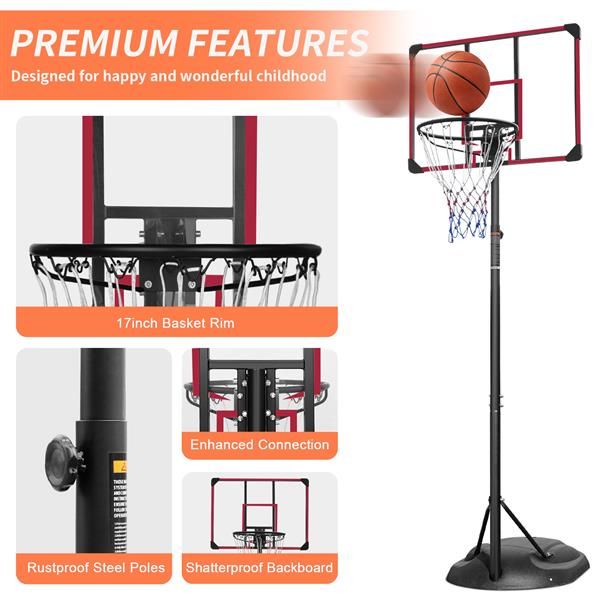 Adjustable Portable Basketball Hoop with 32" Backboard for Indoor & Outdoor Play
