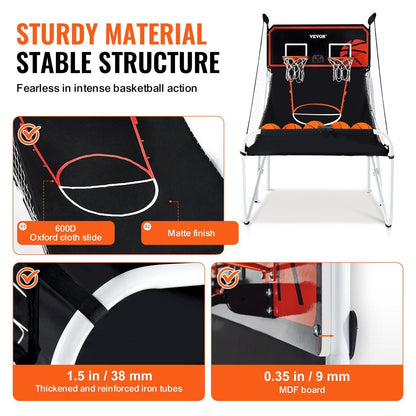 Interactive Indoor Dual Player Basketball Arcade Game with Electronic Scoreboard & Balls