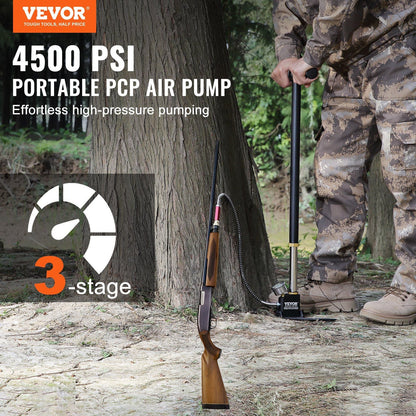 4500PSI High Pressure Airgun Pump for PCP Rifles - 3 Stage Stirrup Pump