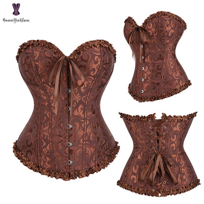 Sexy Women Steampunk Clothing Gothic Plus Size Corsets Lace Up Boned Over bust Bustier Waist trimmer Cincher Body Shaper Corselet S-6XL