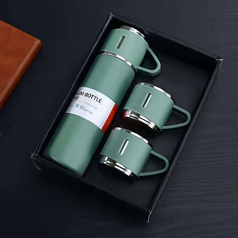1pc/1Set Stainless Steel Thermal tumble with Cup & Gift Box Set; Double Layer Leakproof Insulated rambler; Keeps Hot and Cold Drinks for Hour