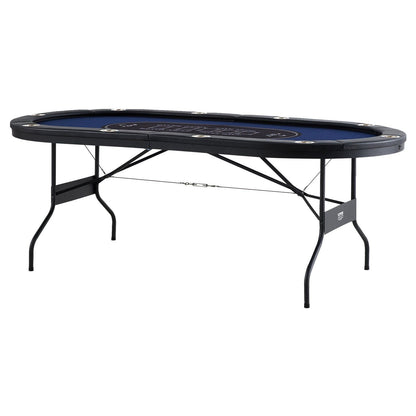 10 Player Foldable Poker Table, Blackjack Texas Holder Poker Table with Padded Rails and Stainless-Steel Cup Holders,