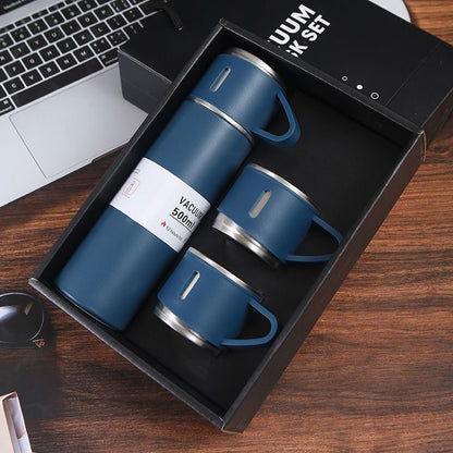 1pc/1Set Stainless Steel Thermal tumble with Cup & Gift Box Set; Double Layer Leakproof Insulated rambler; Keeps Hot and Cold Drinks for Hour