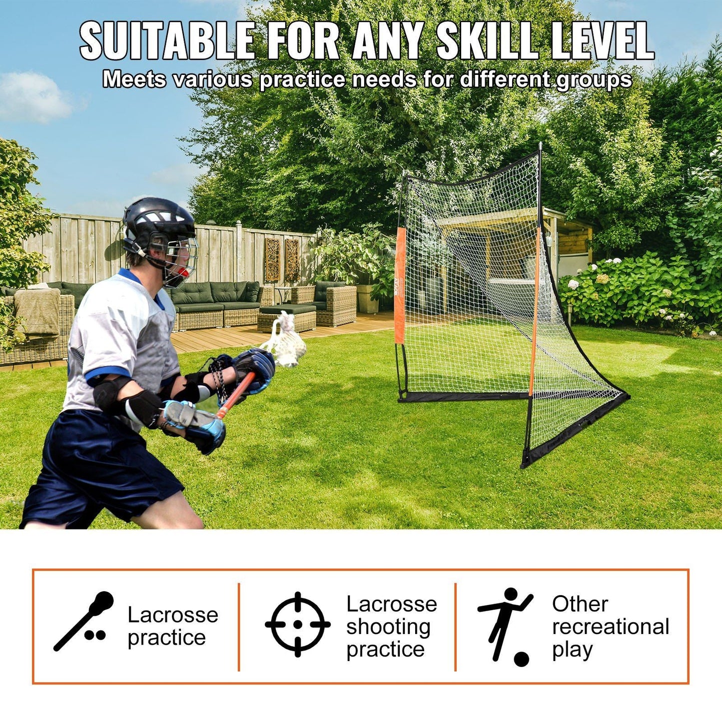 Lacrosse Goal, 6' x 6' Lacrosse Net, Portable Lacrosse Goal with Carry Bag, Fiberglass Rod Backyard Lacrosse Training Equipment, Easy Setup Collegiate Goal, Perfect for Youth Adult Training