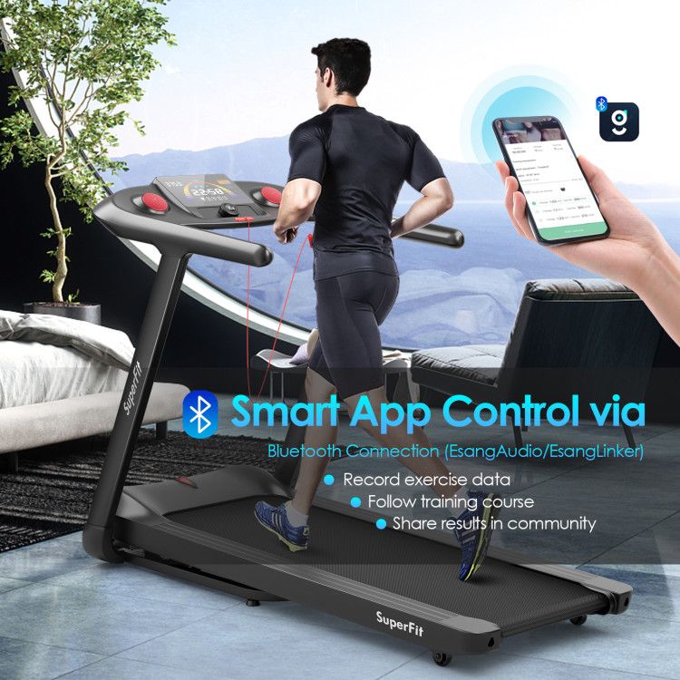 4.75HP Folding peloton Treadmill with Preset Programs Touch Screen Control