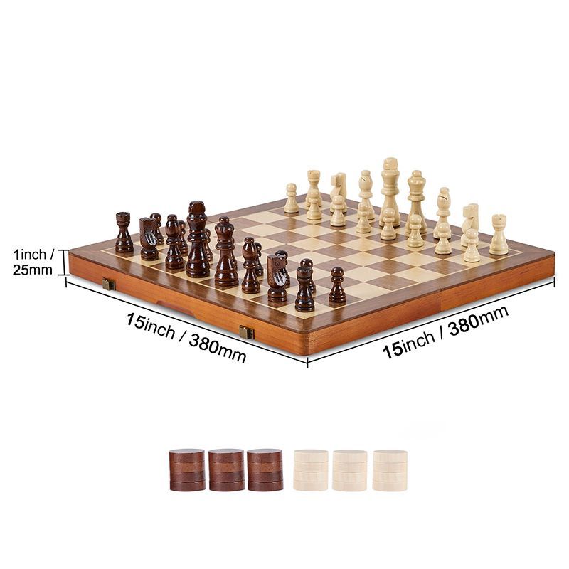 Portable Chess Checkers Game Set for Family Travel Gift