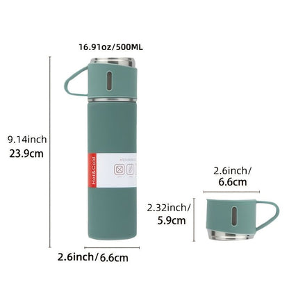 1pc/1Set Stainless Steel Thermal tumble with Cup & Gift Box Set; Double Layer Leakproof Insulated rambler; Keeps Hot and Cold Drinks for Hour
