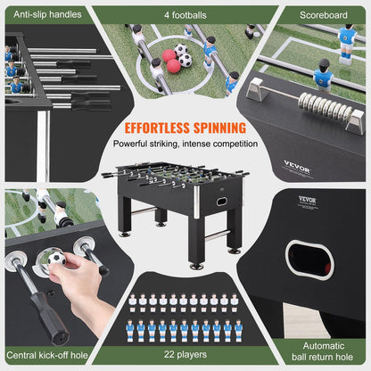 Foosball Table, 55-inch Standard Size Foosball Table, Indoor Full Size Foosball Table for Home, Family, and Game Room, Soccer with Foosball Table Set, Includes 4 Balls and 4 Cup Holders