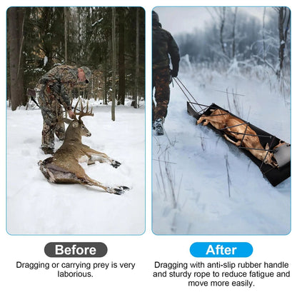 All-Season Deer Dragging Sled with 32.8FT Rope - Ideal for Hunting & Wood Hauling