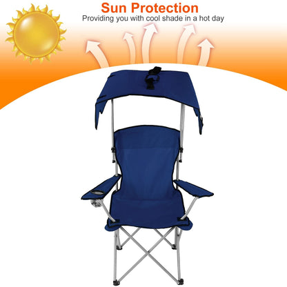Portable Camping Chair with Adjustable Canopy - Lightweight Folding Design for Sunshade