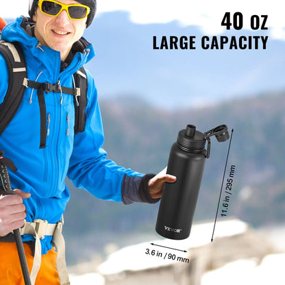 40 Oz tumbler Insulated rambler Stainless Steel with Wide Mouth Lid Black