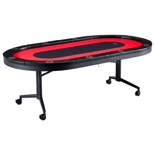 10 Player Foldable Poker Table, Blackjack Texas Holder Poker Table with Padded Rails and Stainless-Steel Cup Holders
