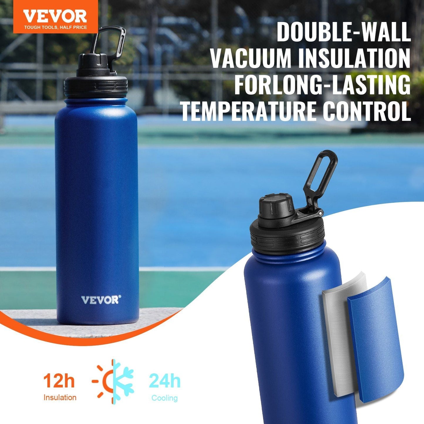 40 oz tumbler Insulated rambler Stainless Steel with Wide Mouth Lid Blue