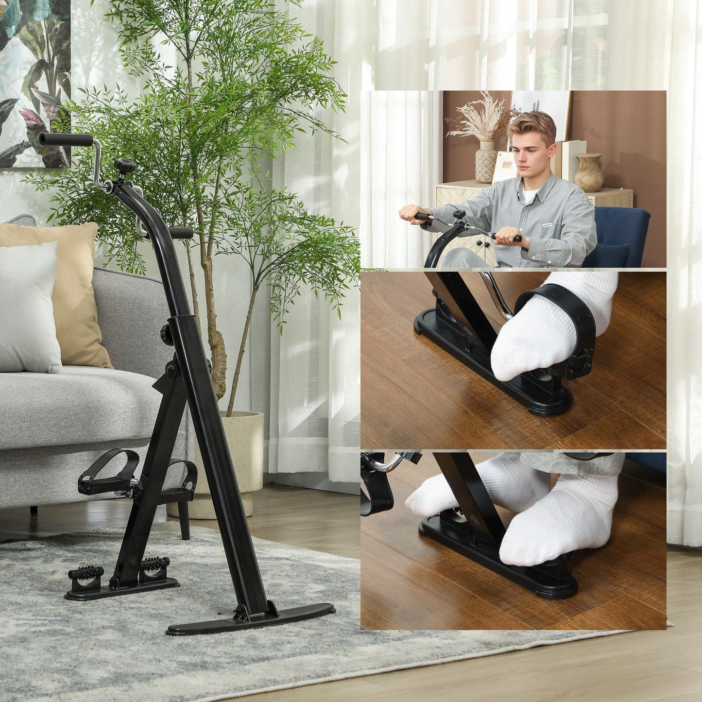 Compact Folding Pedal Exerciser for Seniors - LCD Monitor for Rehab & Therapy