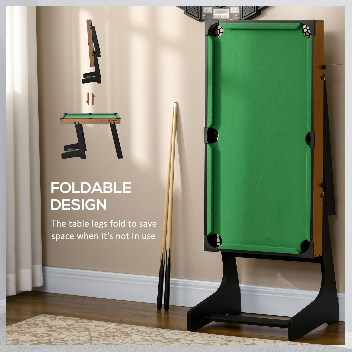38" Foldable Billiards Tabletop Game, Pool Table Set, Fun for the Whole Family with Easy Folding for Storage, Balls, Cues, Chalk, Brush for Game Room, Man Cave