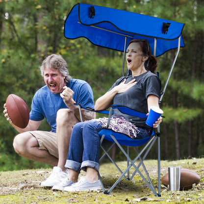 Portable Camping Chair with Adjustable Canopy - Lightweight Folding Design for Sunshade
