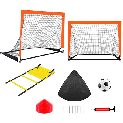 Kids Soccer Goal Training Equipment Set For Backyard Foldable 4x3FT Soccer Net Agility Ladder