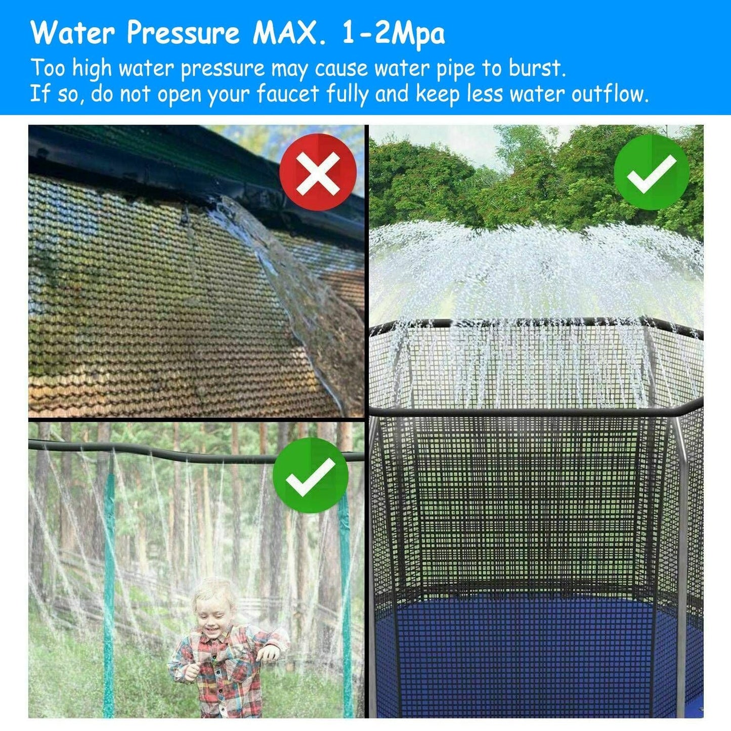 Kids Trampoline Sprinkler Outdoor Water Park Fun Splash Toy