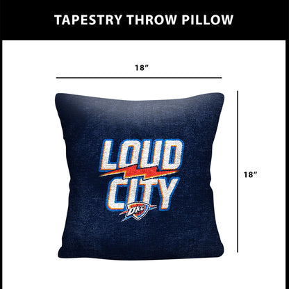 Oklahoma City Thunder NBA Hoopla Double Sided Tapestry Pillow 18 x 18 inches