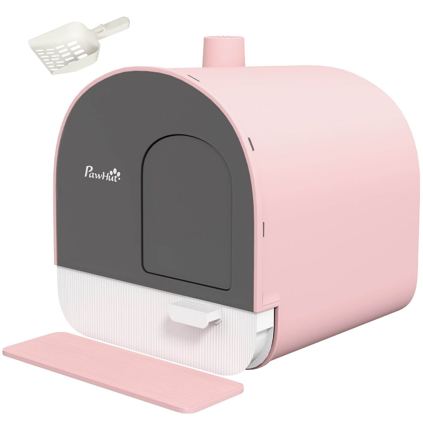 Pink Covered Cat Litter Box with Odor Filter - Complete Privacy Kit with Tray, Scoop & Mat | Compact Hooded Litter House