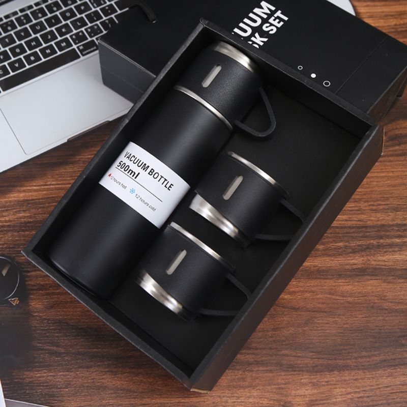1pc/1Set Stainless Steel Thermal tumble with Cup & Gift Box Set; Double Layer Leakproof Insulated rambler; Keeps Hot and Cold Drinks for Hour