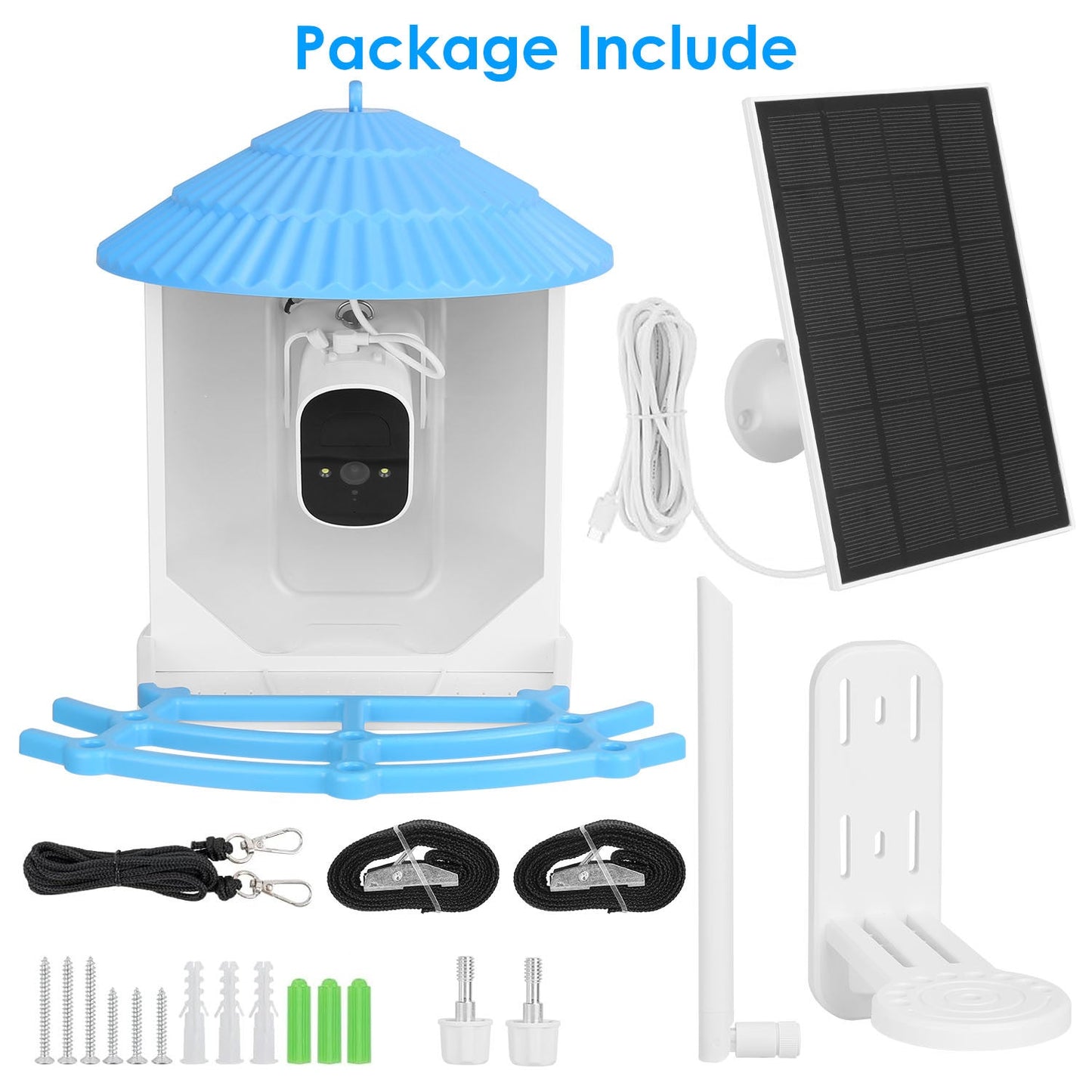 Solar Powered Smart Bird Feeder 2K Bird Watching Camera With PIR Motion AI Birds Species Identify Two-Way Audio Real-Time App Notification Capture Video Gift For Bird Lover