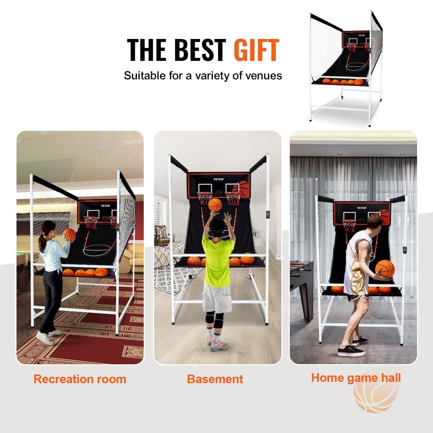 Interactive Dual Player Arcade Basketball Challenge - Home Game with Scoreboard & 8 Modes