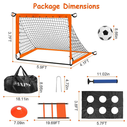 Portable Kids Soccer Training Goal Set with Pump, Cones, and Agility Ladder for Backyard Fun