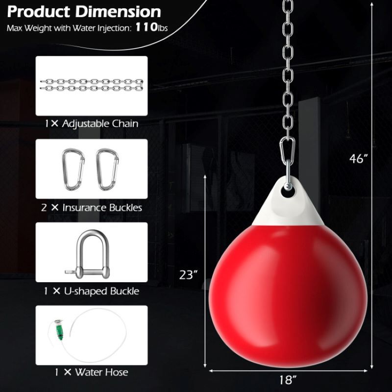 Home Gym 18 Inch Water Punching Bag with Adjustable Metal Chain