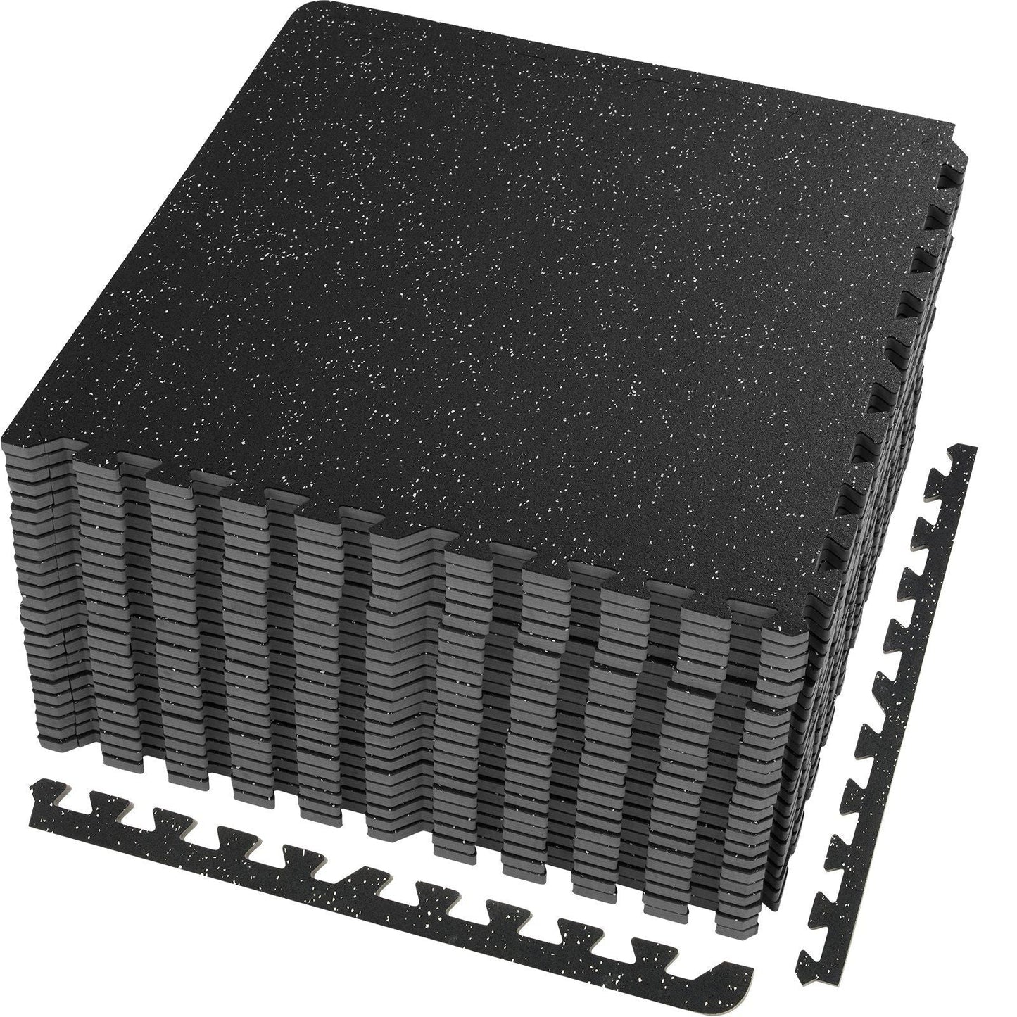 25 PCS 1/2 inch Thick Gym Floor Mats, 24" x 24" EVA Foam & Rubber Top Interlocking Workout Floor Mats with 100 sq.ft Coverage, Waterproof Exercise Puzzle Flooring for Gym, Home, Garage, Basement