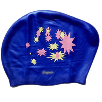 Blue Large Long Hair Swim Caps Waterproof Swimming Cap, Black, 2 Pack Solid Color