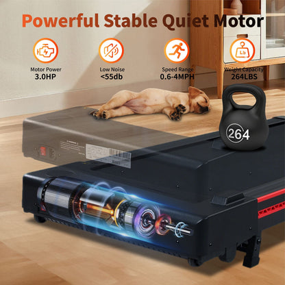 Walking Pad Treadmill with 10° Incline, Remote Control 3HP Portable Compact Treadmills for Home Office, Treadmill 264 lb Capacity, LED Display