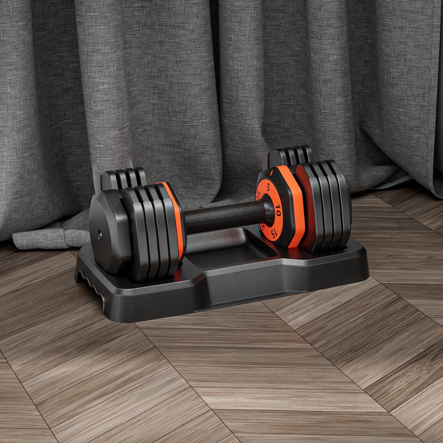 25LB 5 in 1 Single Adjustable Dumbbell Free Dumbbell Weight Adjust with Anti-Slip Metal Handle, Ideal for Full-Body Home Gym Workouts