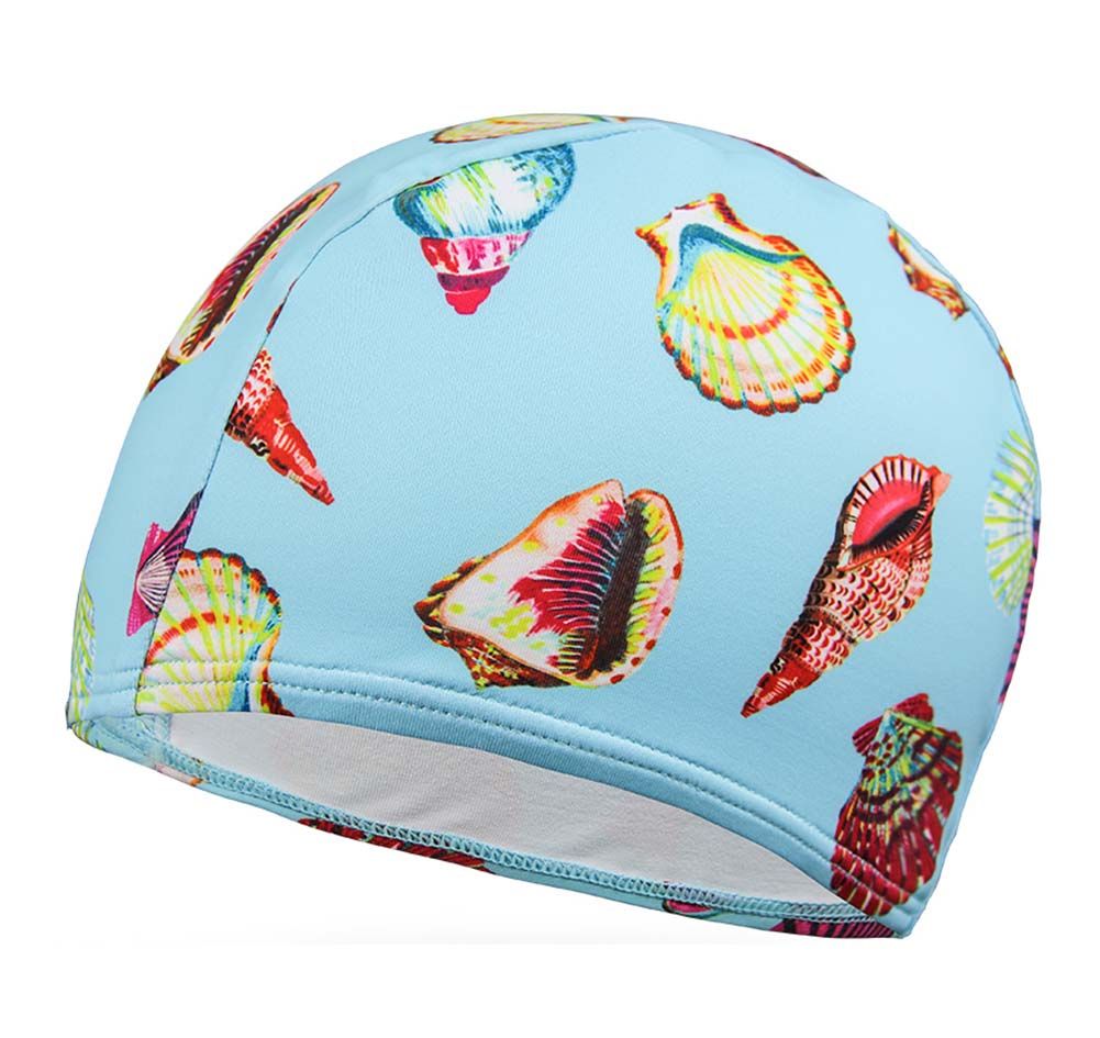 Kids Elastic Swim Caps Waterproof Swimming Cap, Blue shell, 2 Pack