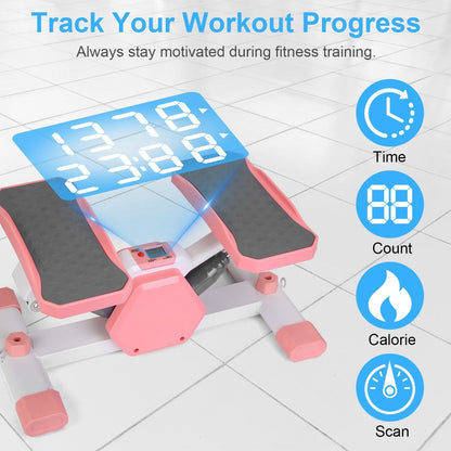 stepper machine, Mini Stepper Stair Stepper with Resistance Bands Quiet Workout Stepper with Digital Timer Max 330.7LBS Load for Home