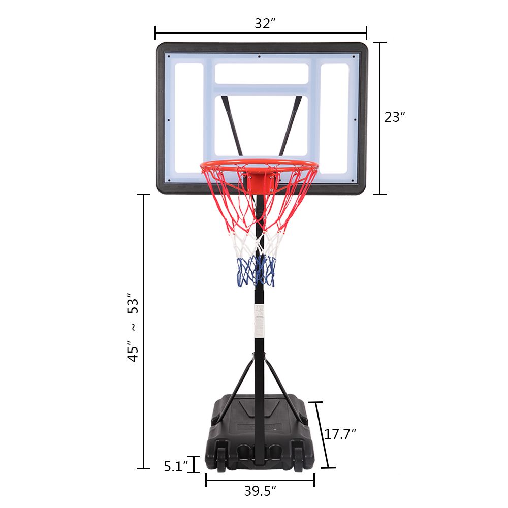 Adjustable Height Portable PVC Swimming Pool Basketball Stand for 7# Balls