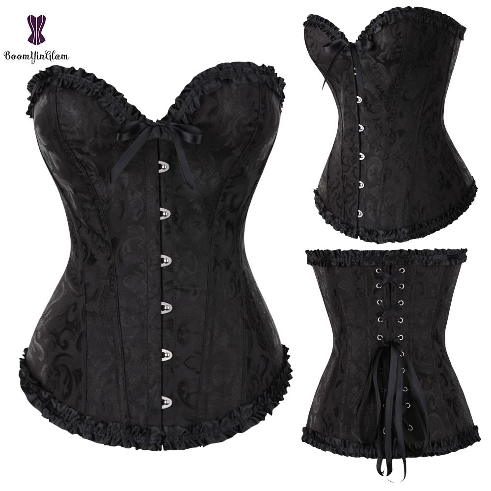 Sexy Women Steampunk Clothing Gothic Plus Size Corsets Lace Up Boned Over bust Bustier Waist trimmer Cincher Body Shaper Corselet S-6XL