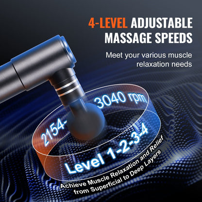 Massage Gun Deep Tissue, Percussion Mini Muscle Massage Gun for Athletes - with 4 Speed Levels & 4 Massage Heads, 12V 2500mAh Batteries, Handheld Massage Gun for Pain Relief, Muscle Relaxation
