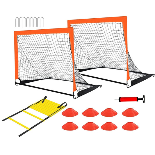 Kids Soccer Goal Training Equipment Set For Backyard Foldable 4x3FT Soccer Net Agility Ladder