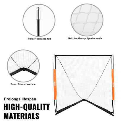 Lacrosse Goal, 6' x 6' Lacrosse Net, Portable Lacrosse Goal with Carry Bag, Fiberglass Rod Backyard Lacrosse Training Equipment, Easy Setup Collegiate Goal, Perfect for Youth Adult Training