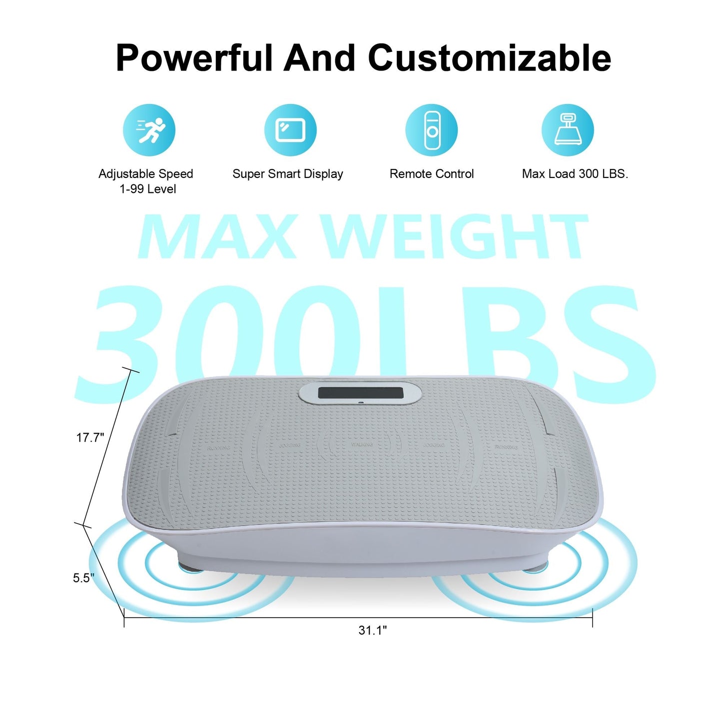 Full Body Vibration Plate Crazy Fitness Massage 10-Frequency Weight Loss & Fat Burner Shaking Machine For Unisex Grey 034