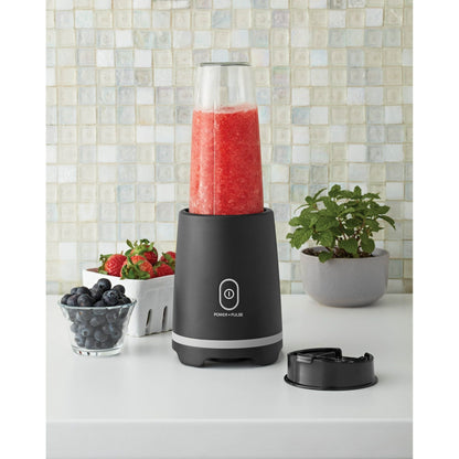 Portable Black Single-Serve Blender with 16 oz Capacity and Travel Lid for On-the-Go Drinks
