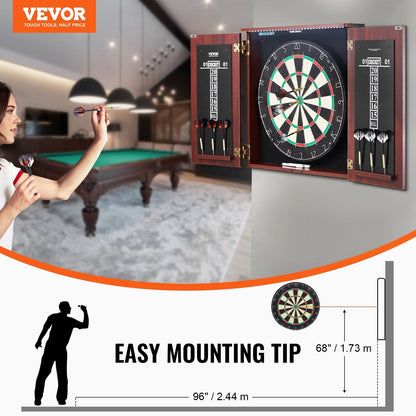 Dartboard and Cabinet Set Official Size Complete dart board Accessory Steel Tip Dart