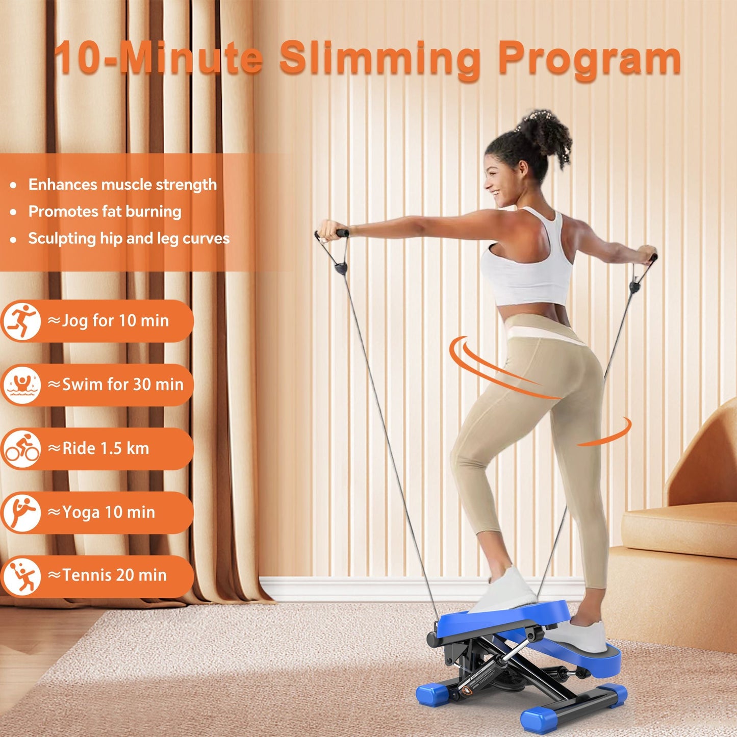Mini Stepper machine with Resistance Bands