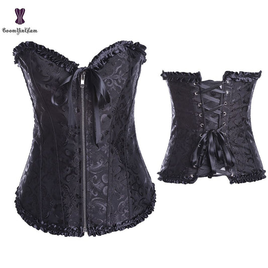 Sexy Women Steampunk Clothing Gothic Plus Size Corsets Lace Up Boned Over bust Bustier Waist trimmer Cincher Body Shaper Corselet S-6XL