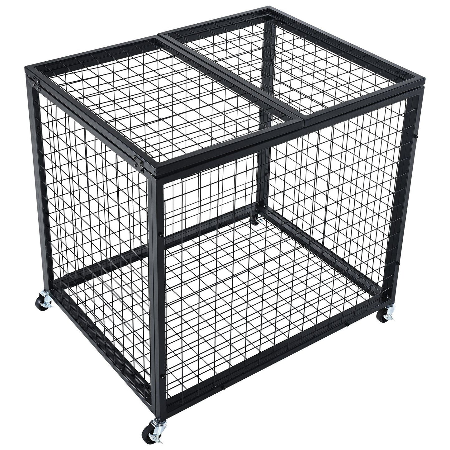 Heavy-Duty Sports Ball Storage Cart with Lockable Basketball Cage and Double Lids