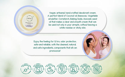 Natural Vegan Deodorant Cream - All-Day Freshness & Odor Protection